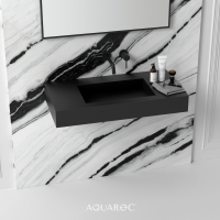 Fiora Matte Black Wall Hung Stone Basin 900mm
