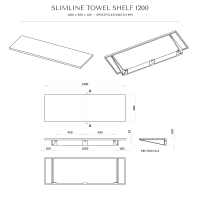 Wall Hung Stone Slimline Towel Shelf 1200mm