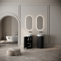 Rotunda Fluted Vanity Unit & Carrara Marble Basin 420mm Matte Black