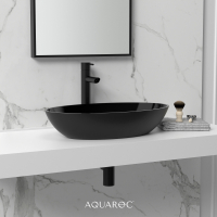 Zenith Matte Black Countertop Stone Basin 580mm